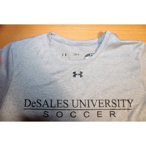 DeSales University bulldogs Soccer Shirt Top Women Small Under Armour Loose Gray - Picture 2 of 4